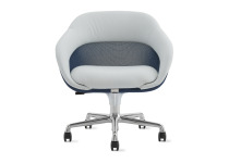 on white image of a sw_1 chair with white fabric and 5 star legs