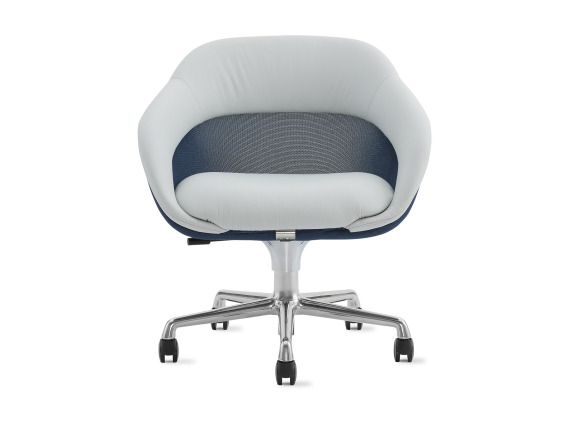 on white image of a sw_1 chair with white fabric and 5 star legs