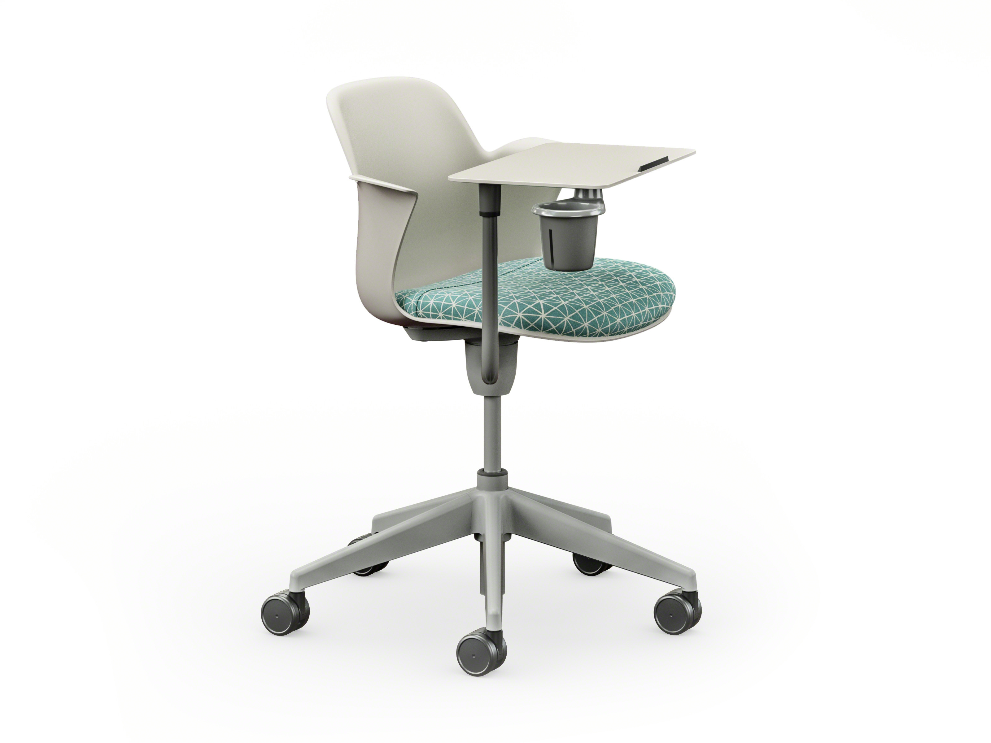 chair on wheels with tablet arm