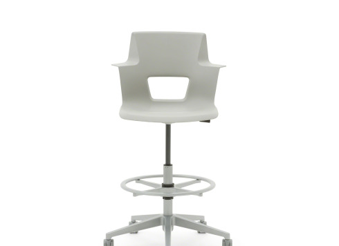 front vieo of a white shortcut stool
