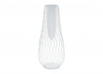 a big outdoor white metal mesh vase by Coalesse