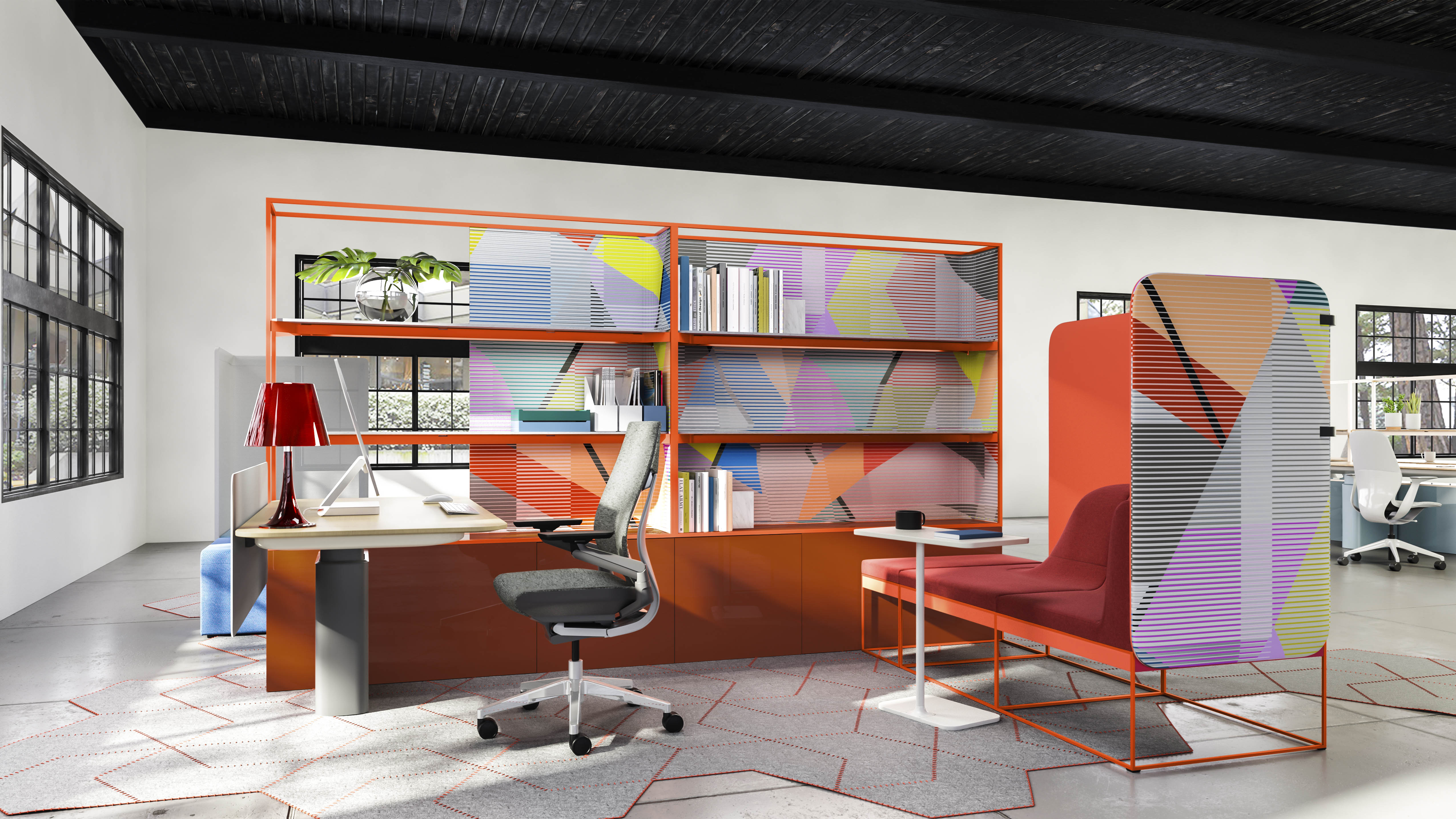 Mackinac is a desk based system from Steelcase that provides flexibility as people move from different activities throughout the day.