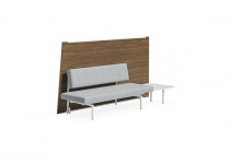 Grey sofa with brown back panel
