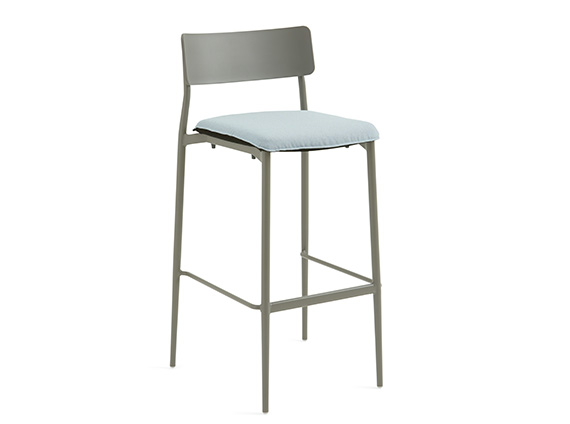On white image of Stool with seat cushion