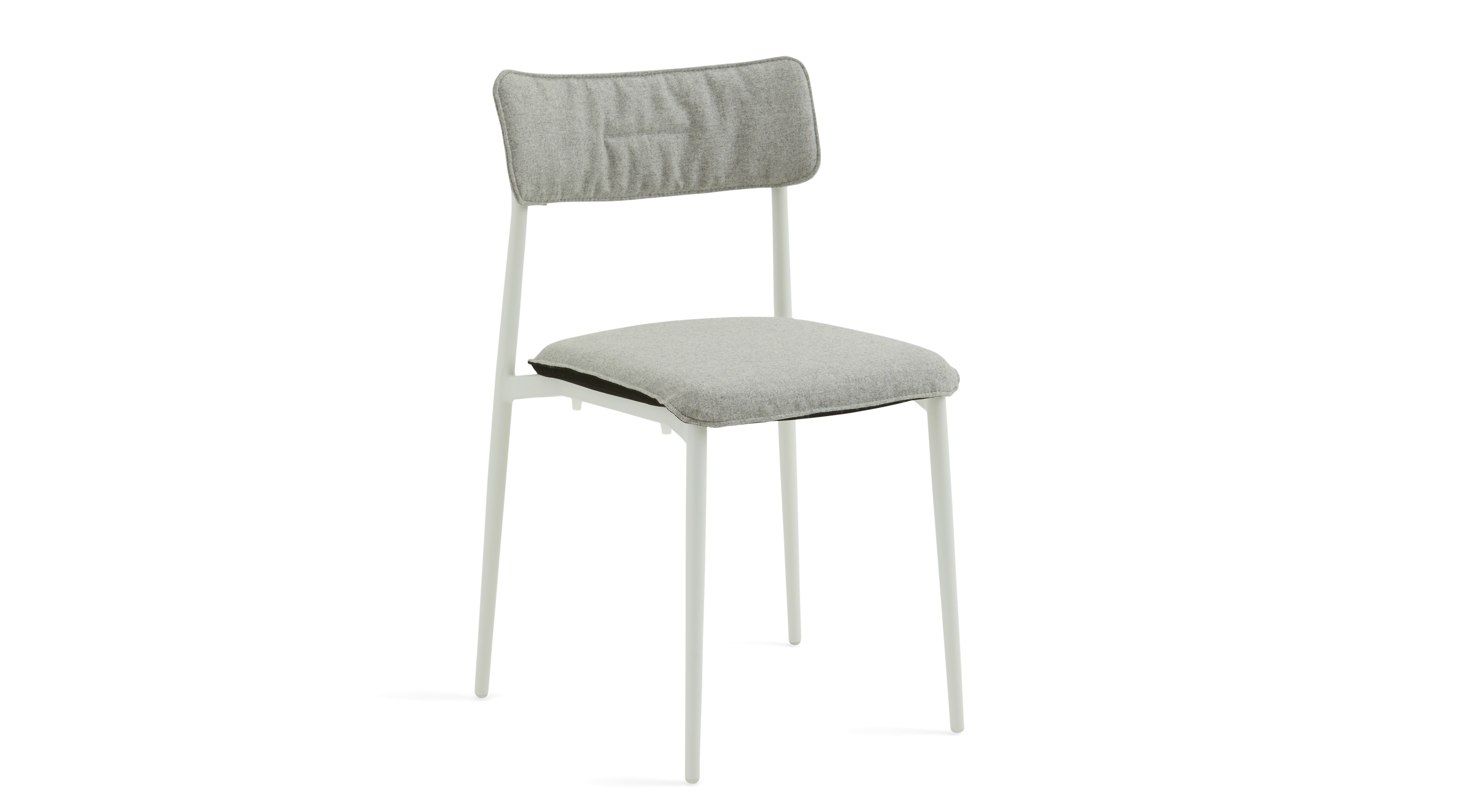 White Turnstone Simple Chair with gray back and seat cushions.