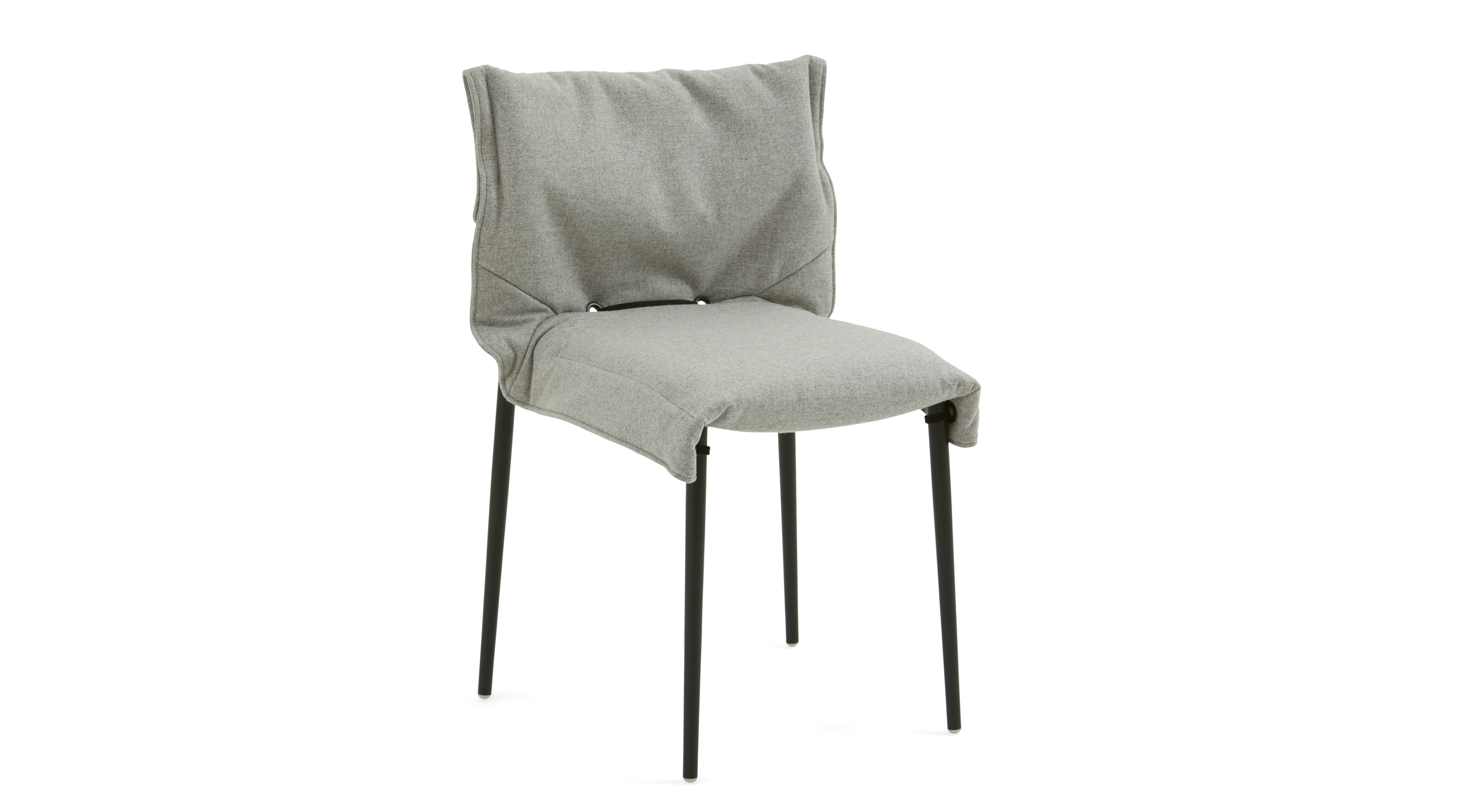 Black Turnstone Simple Chair with gray relaxed slipcover