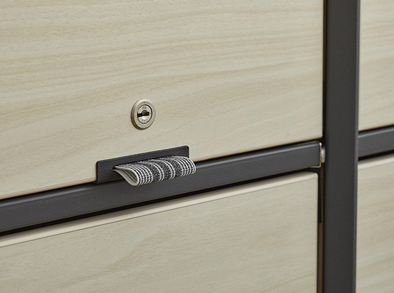 close up to a fabric pull that works as a handle