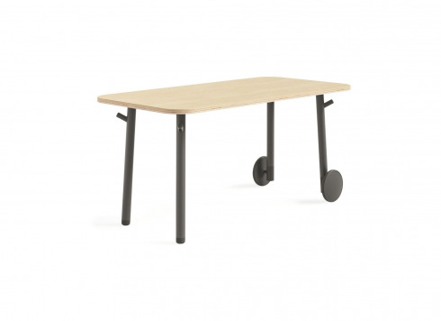 on white image of a flex table with 2 wheels