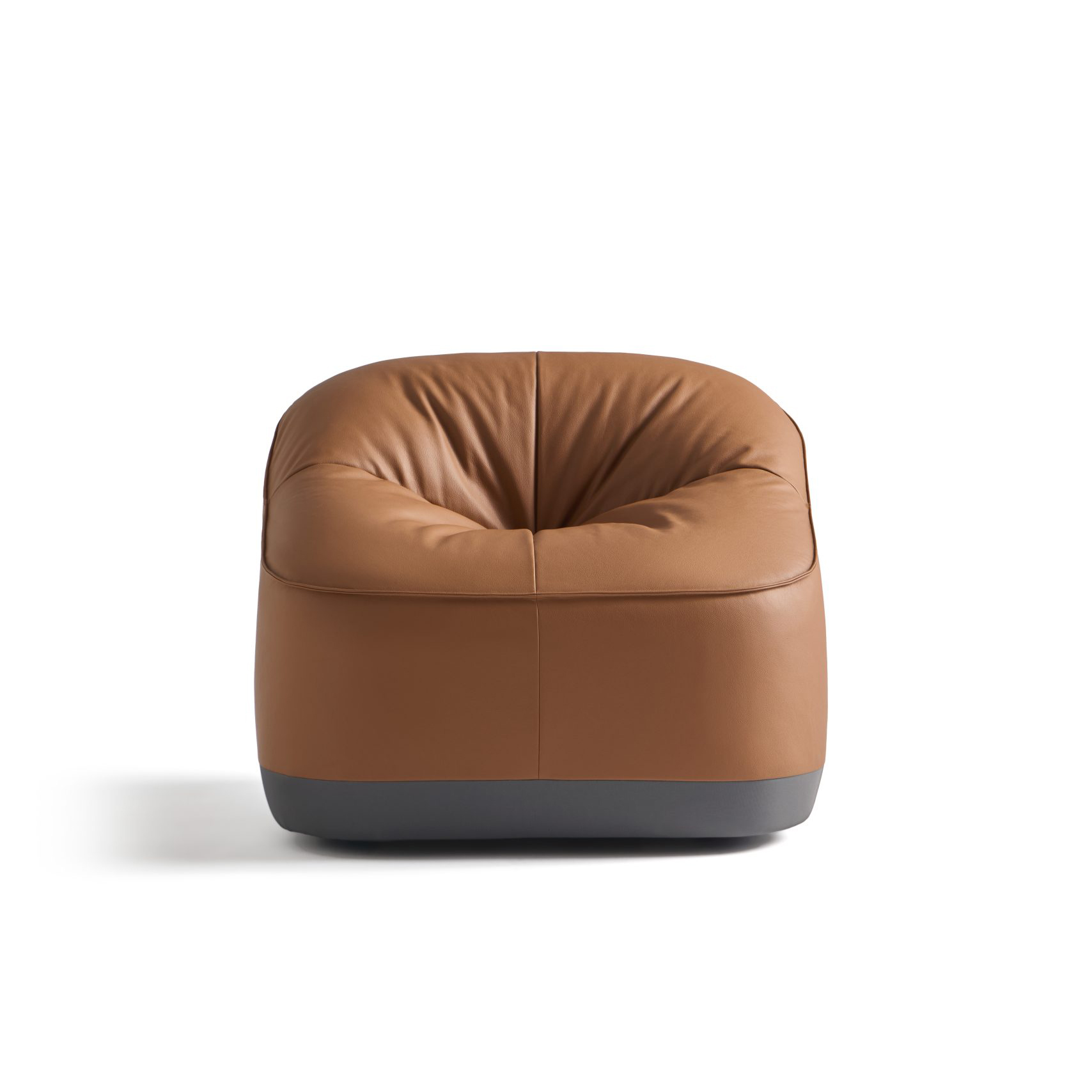 pouf chair in brown leatherCubow Lounge by Viccarbe