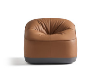 pouf chair in brown leatherCubow Lounge by Viccarbe